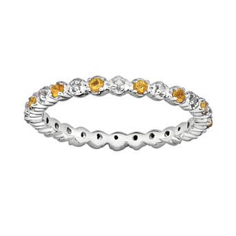 Stacks & Stones Sterling Silver Citrine & Diamond Accent Stack Ring