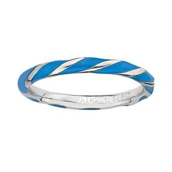 Stacks & Stones Sterling Silver Blue Enamel Twist Stack Ring