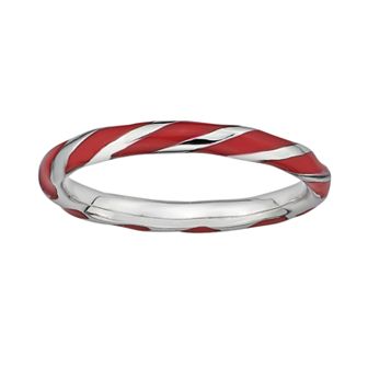 Stacks & Stones Sterling Silver Red Enamel Twist Stack Ring