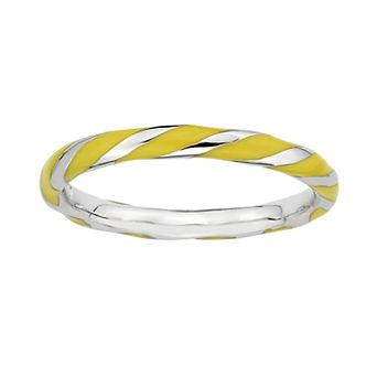Stacks & Stones Sterling Silver Yellow Enamel Twist Stack Ring