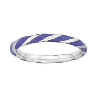 Stacks & Stones Sterling Silver Purple Enamel Twist Stack Ring
