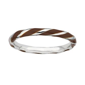 Stacks & Stones Sterling Silver Brown Enamel Twist Stack Ring