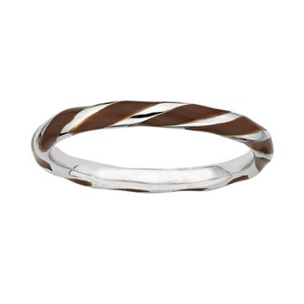 Stacks & Stones Sterling Silver Brown Enamel Twist Stack Ring