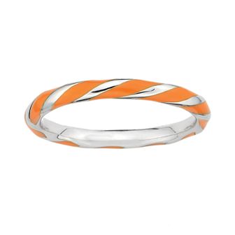 Stacks & Stones Sterling Silver Orange Enamel Twist Stack Ring