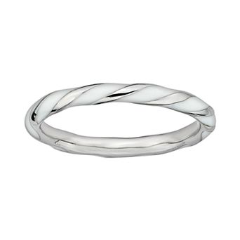 Stacks & Stones Sterling Silver White Enamel Twist Stack Ring