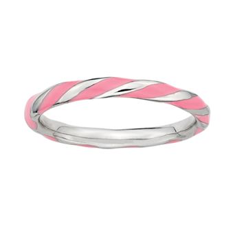 Stacks & Stones Sterling Silver Pink Enamel Twist Stack Ring