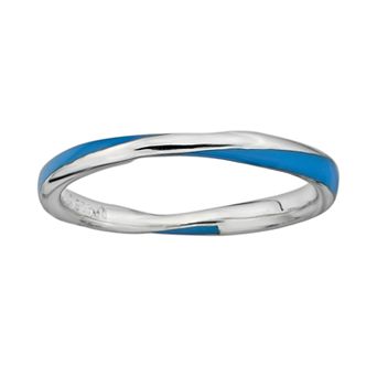 Stacks & Stones Sterling Silver Blue Enamel Twist Stack Ring