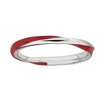 Stacks & Stones Sterling Silver Red Enamel Twist Stack Ring