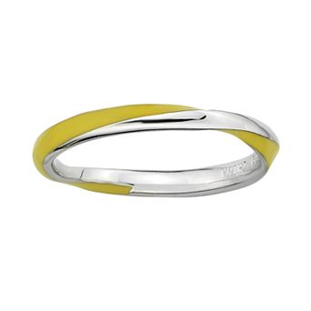 Stacks & Stones Sterling Silver Yellow Enamel Twist Stack Ring