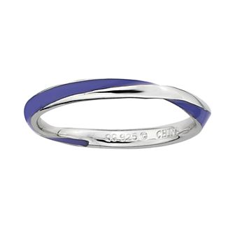 Stacks & Stones Sterling Silver Purple Enamel Twist Stack Ring