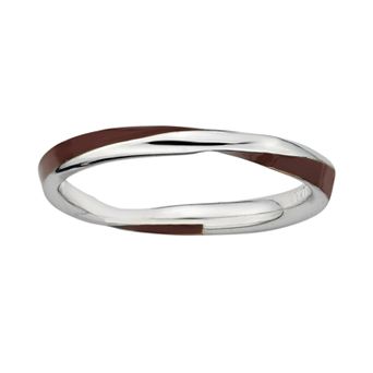 Stacks & Stones Sterling Silver Brown Enamel Twist Stack Ring