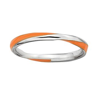 Stacks & Stones Sterling Silver Orange Enamel Twist Stack Ring