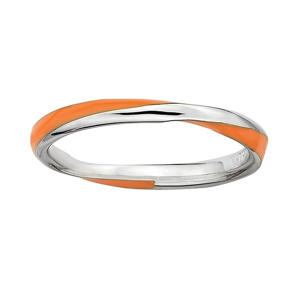 Stacks & Stones Sterling Silver Orange Enamel Twist Stack Ring