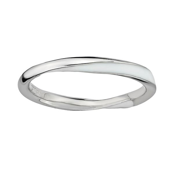 Stacks & Stones Sterling Silver White Enamel Twist Stack Ring