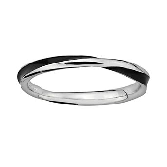 Stacks & Stones Sterling Silver Black Enamel Twist Stack Ring