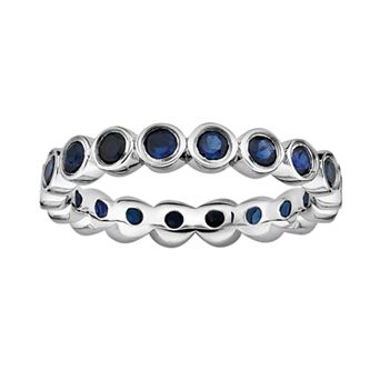 Stacks & Stones Sterling Silver Lab-Created Sapphire Eternity Stack Ring