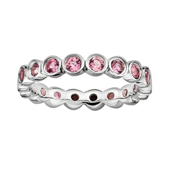 Stacks & Stones Sterling Silver Pink Tourmaline Eternity Stack Ring