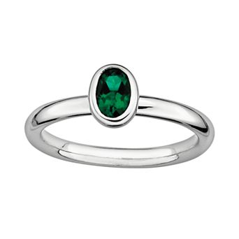 Stacks & Stones Sterling Silver Lab-Created Emerald Stack Ring