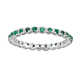 Stacks & Stones Sterling Silver Lab-Created Emerald Stack Ring