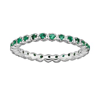 Stacks & Stones Sterling Silver Lab-Created Emerald Stack Ring