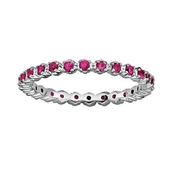 Stacks & Stones Sterling Silver Lab-Created Ruby Stack Ring