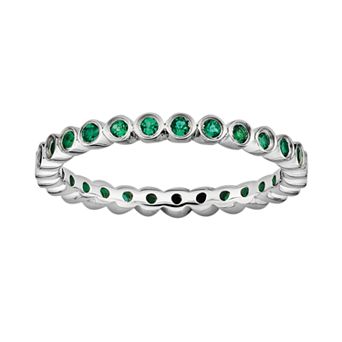 Stacks & Stones Sterling Silver Lab-Created Emerald Stack Ring