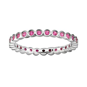 Stacks & Stones Sterling Silver Lab-Created Ruby Stack Ring