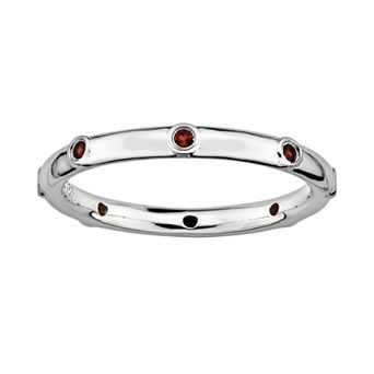 Stacks & Stones Sterling Silver Garnet Stack Ring
