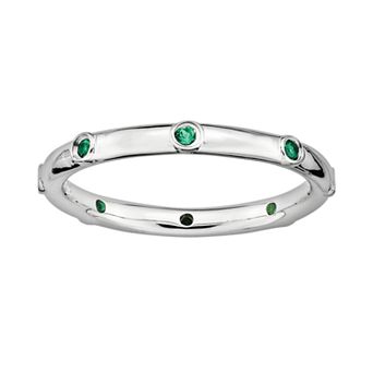 Stacks & Stones Sterling Silver Lab-Created Emerald Stack Ring