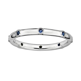 Stacks & Stones Sterling Silver Lab-Created Sapphire Stack Ring