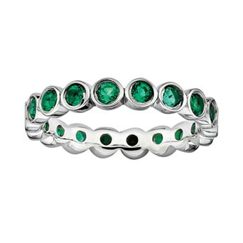 Stacks & Stones Sterling Silver Lab-Created Emerald Stack Ring