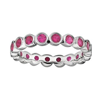 Stacks & Stones Sterling Silver Lab-Created Ruby Stack Ring