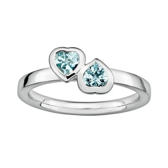 Stacks & Stones Sterling Silver Aquamarine Heart Stack Ring