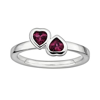 Stacks & Stones Sterling Silver Rhodolite Garnet Heart Stack Ring