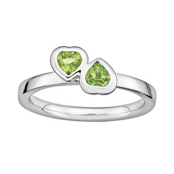 Stacks & Stones Sterling Silver Peridot Heart Stack Ring