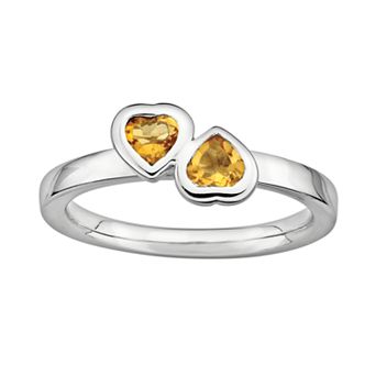 Stacks & Stones Sterling Silver Citrine Heart Stack Ring