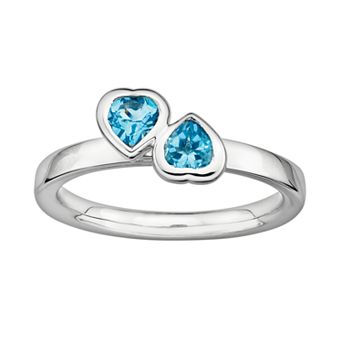 Stacks & Stones Sterling Silver Blue Topaz Heart Stack Ring