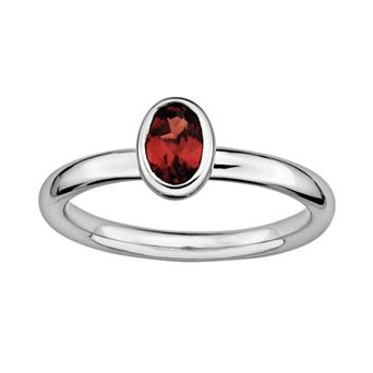 Stacks & Stones Sterling Silver Garnet Stack Ring