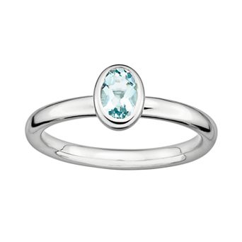 Stacks & Stones Sterling Silver Aquamarine Stack Ring