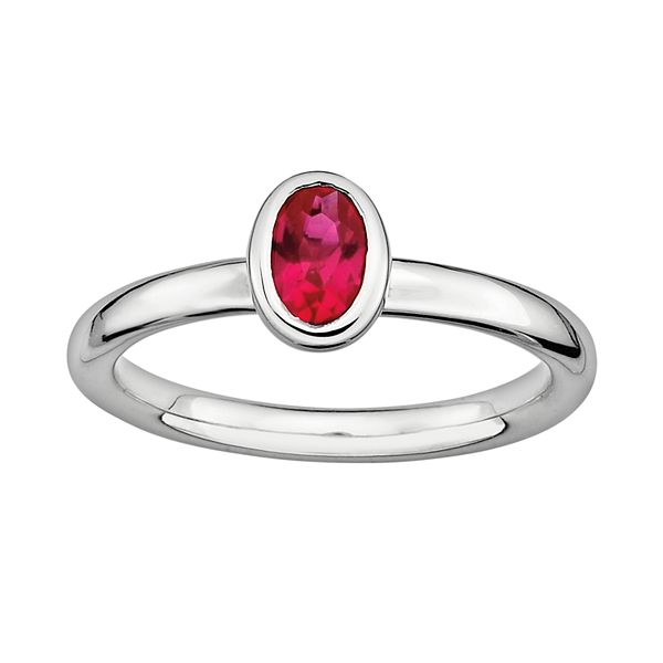 Stacks & Stones Sterling Silver Lab-Created Ruby Stack Ring