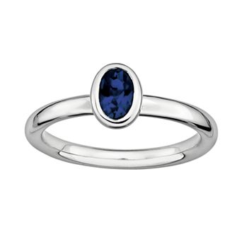 Stacks & Stones Sterling Silver Lab-Created Sapphire Stack Ring