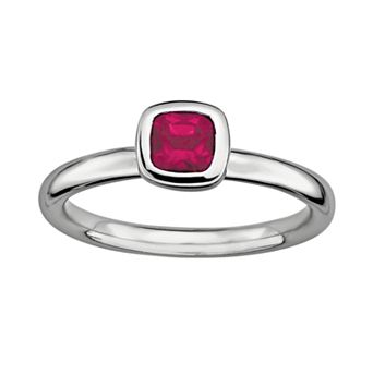 Stacks & Stones Sterling Silver Lab-Created Ruby Stack Ring