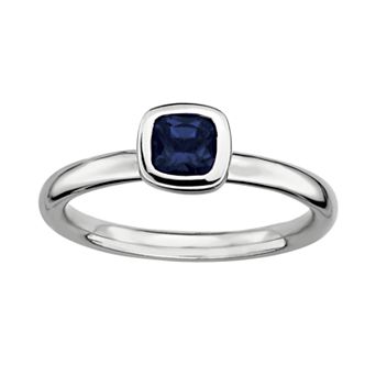 Stacks & Stones Sterling Silver Lab-Created Sapphire Stack Ring