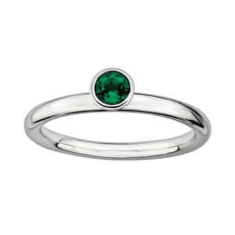 Stacks & Stones Sterling Silver Lab-Created Emerald Stack Ring