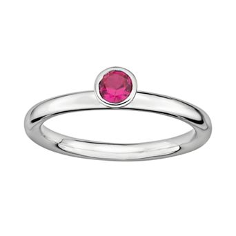 Stacks & Stones Sterling Silver Lab-Created Ruby Stack Ring