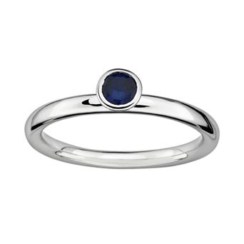 Stacks & Stones Sterling Silver Lab-Created Sapphire Stack Ring