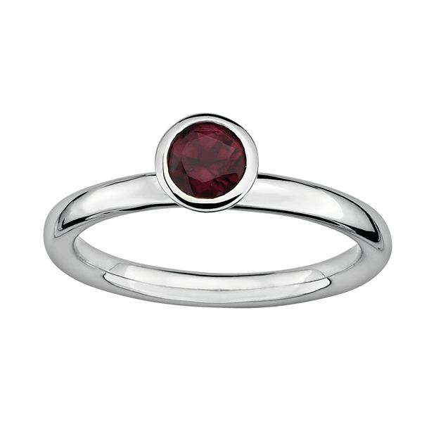 Stacks Stones Sterling Silver Rhodolite Garnet Stack Ring