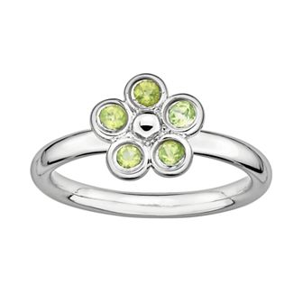 Stacks & Stones Sterling Silver Peridot Flower Stack Ring