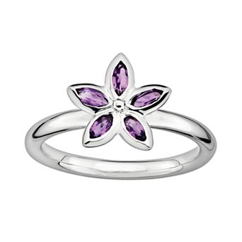 Stacks & Stones Sterling Silver Amethyst Flower Stack Ring