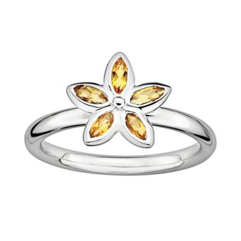 Stacks & Stones Sterling Silver Citrine Flower Stack Ring